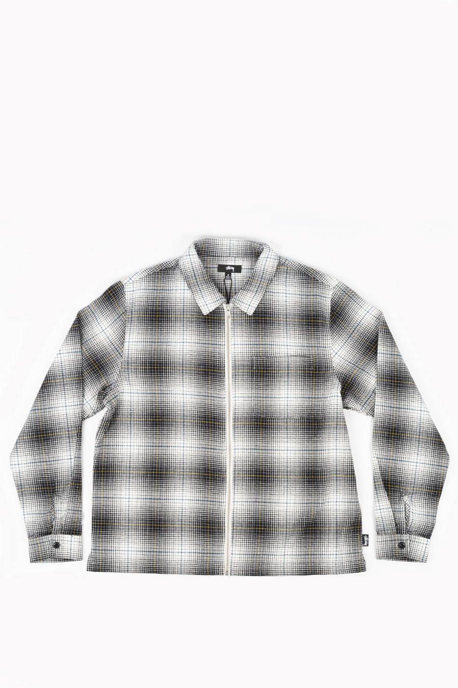 STUSSY PAUL SHADOW PLAID ZIP SHIRT BLACK | BLENDS