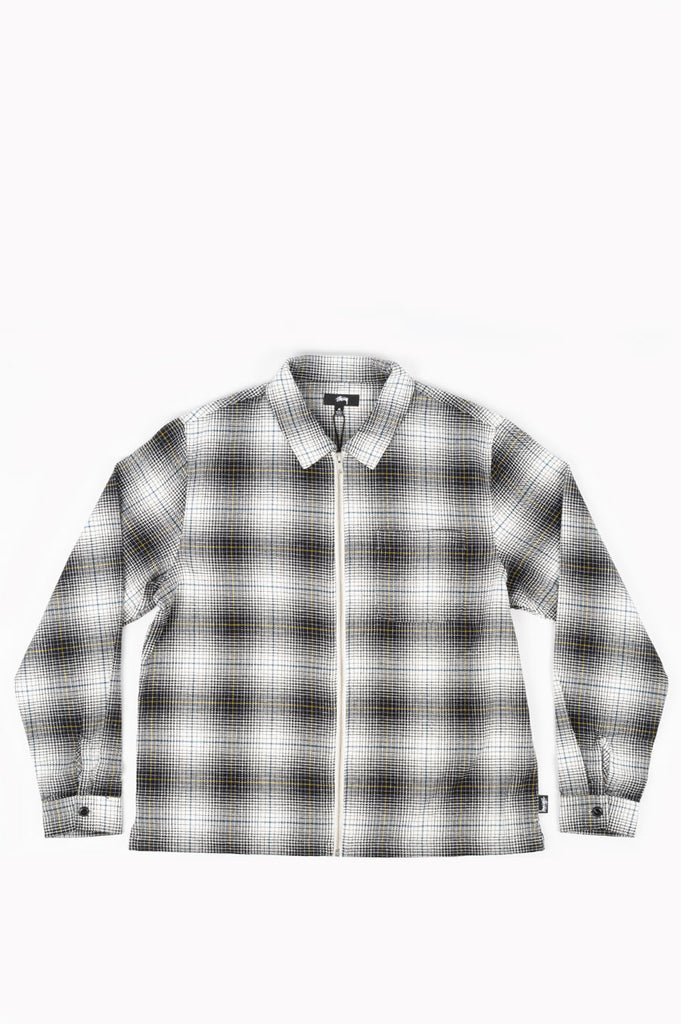 STUSSY PAUL SHADOW PLAID ZIP SHIRT BLACK – BLENDS