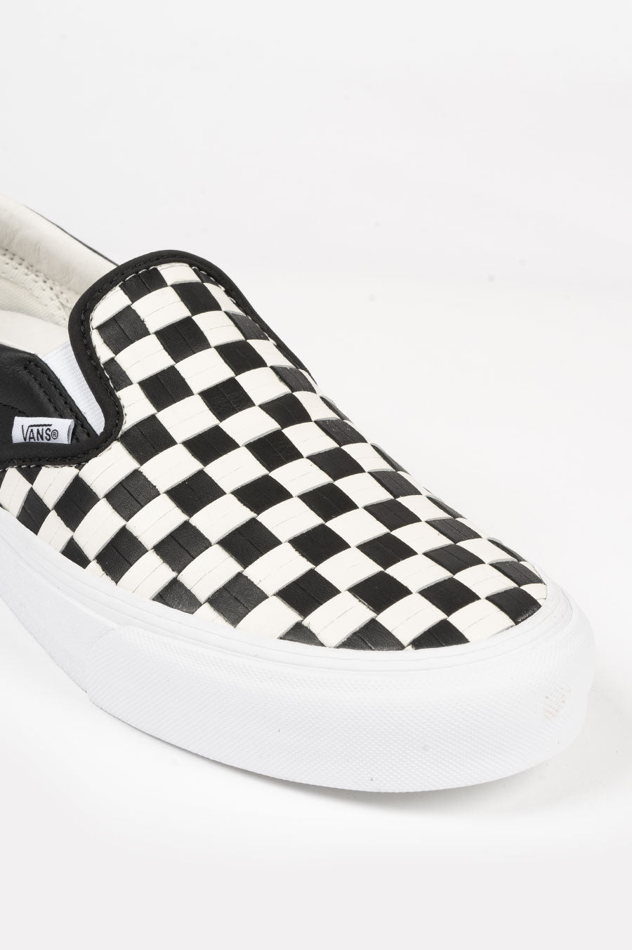 VANS VAULT CLASSIC SLIP-ON VLT LX LEATHER WOVEN BLANK BLANC