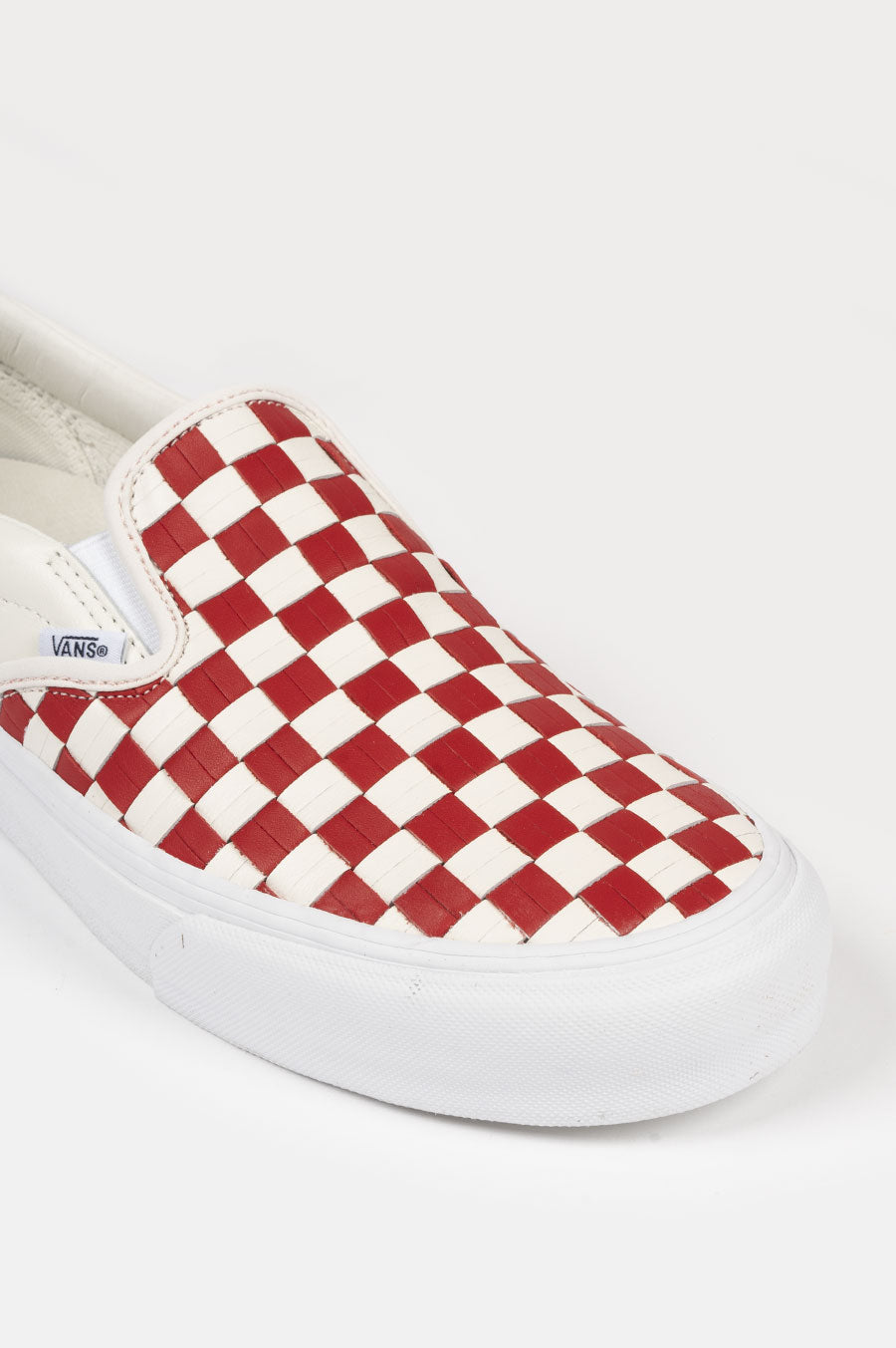 VANS VAULT CLASSIC SLIP-ON VLT LX RED BLANC LEATHER WOVEN