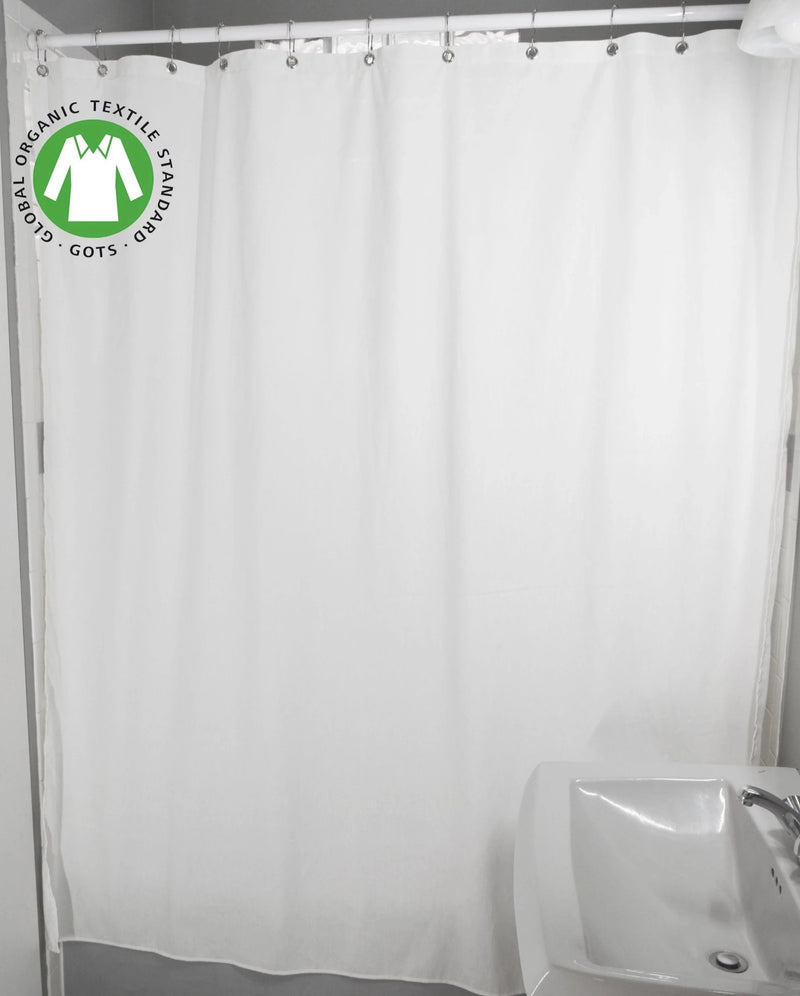 organic cotton white shower curtain