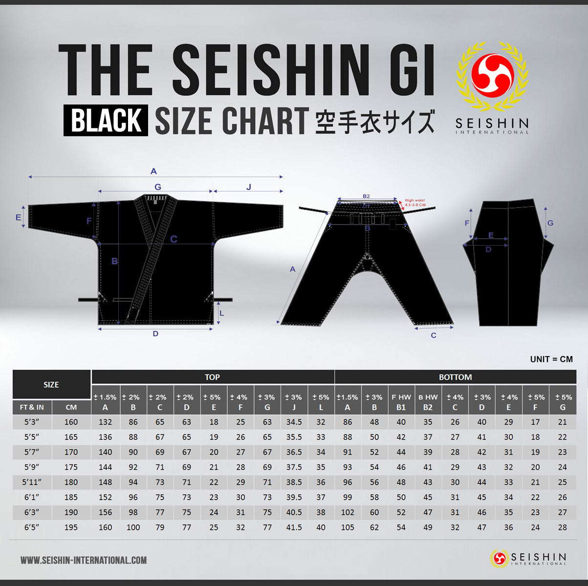 Hirota Gi Size Chart