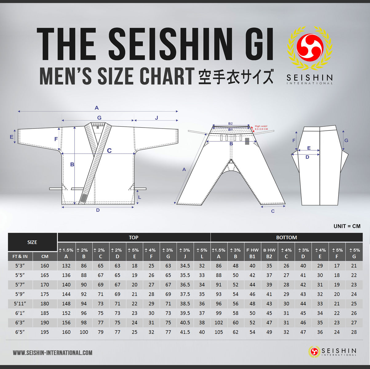Hirota Gi Size Chart