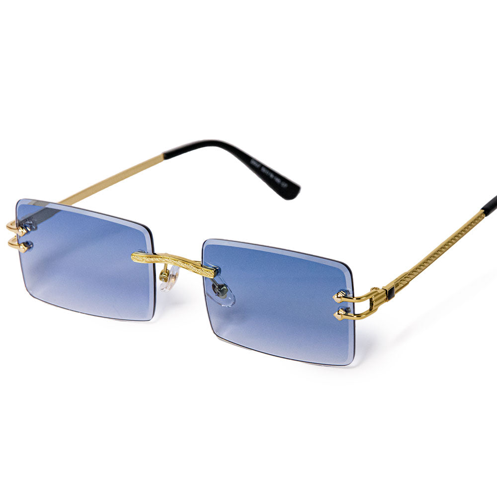 DOUBBY | Frameloze bril, Blauw Glas, Diamond Cut, Gouden montuur UV 400 | kwaliteit – Farrier