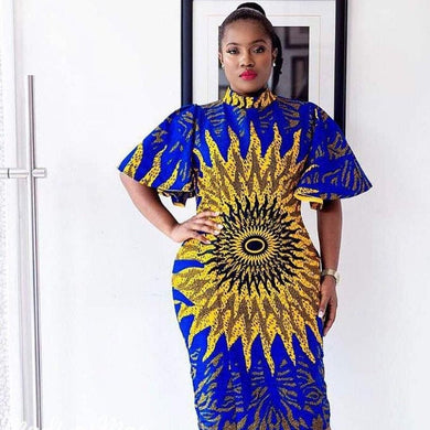 royal blue and gold african dress