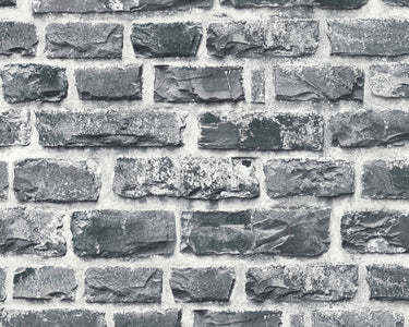 Sample Brick Cottage Deco Wallpaper in Dark Grey