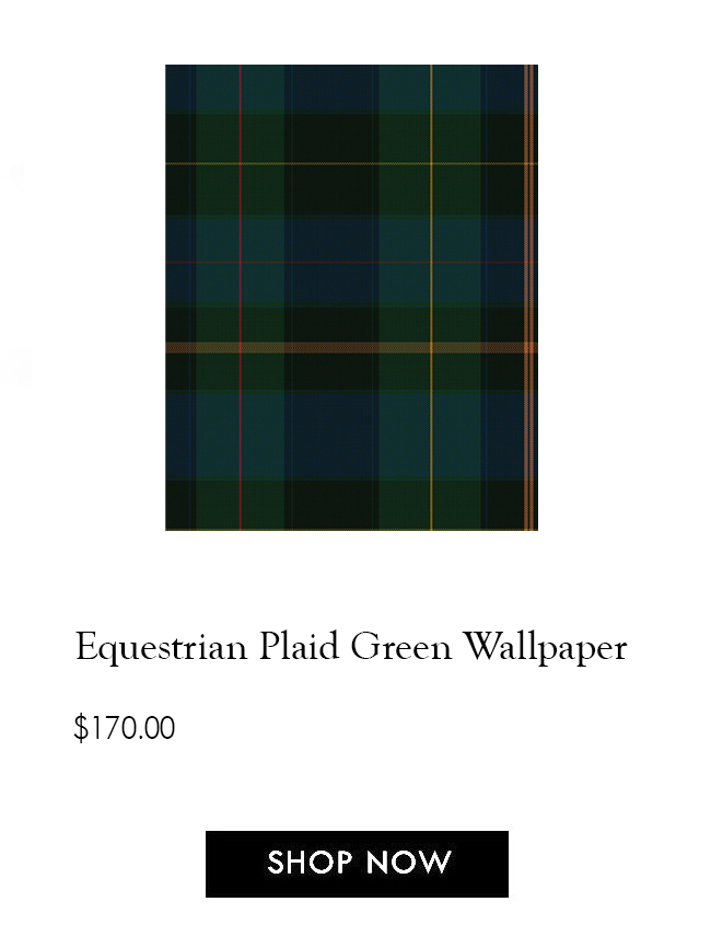 Equestrian Plaid Green Wallpaper from the Derby Collection by Mind the Gap