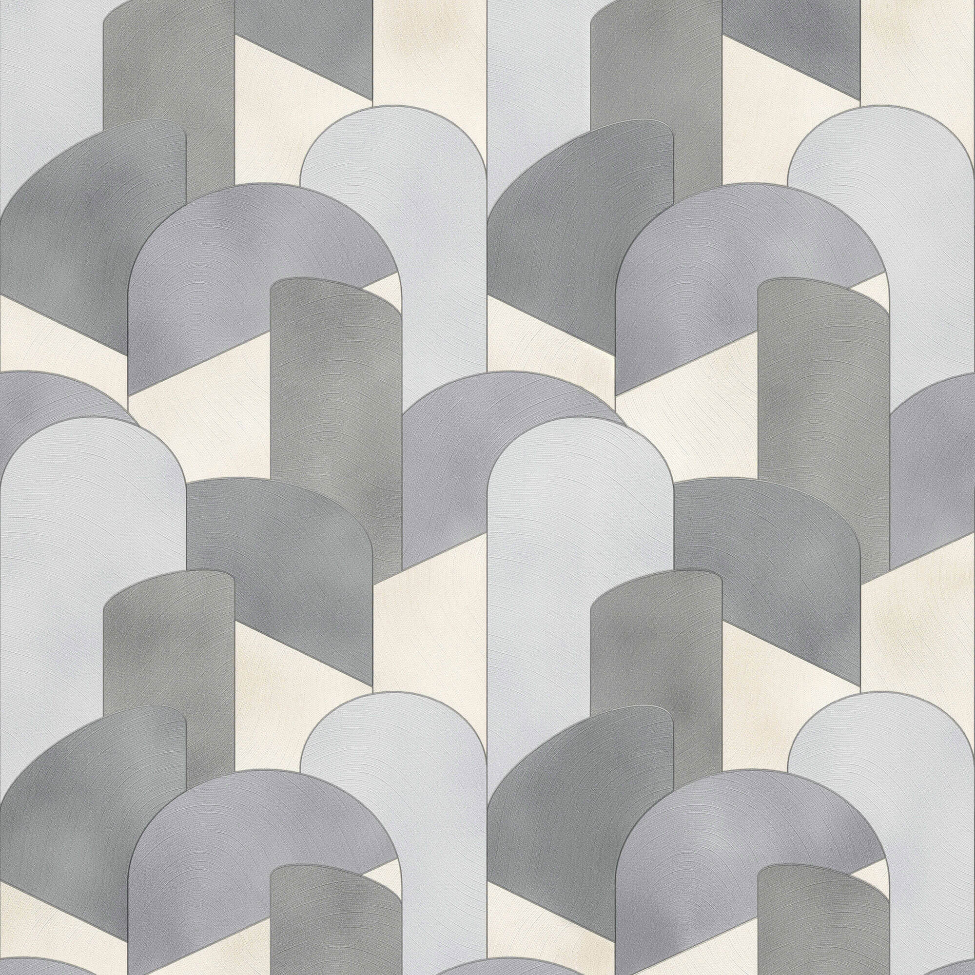 3D Geometric Graphic Wallpaper in Grey/Silver/Beige from the ELLE Decoration Collection