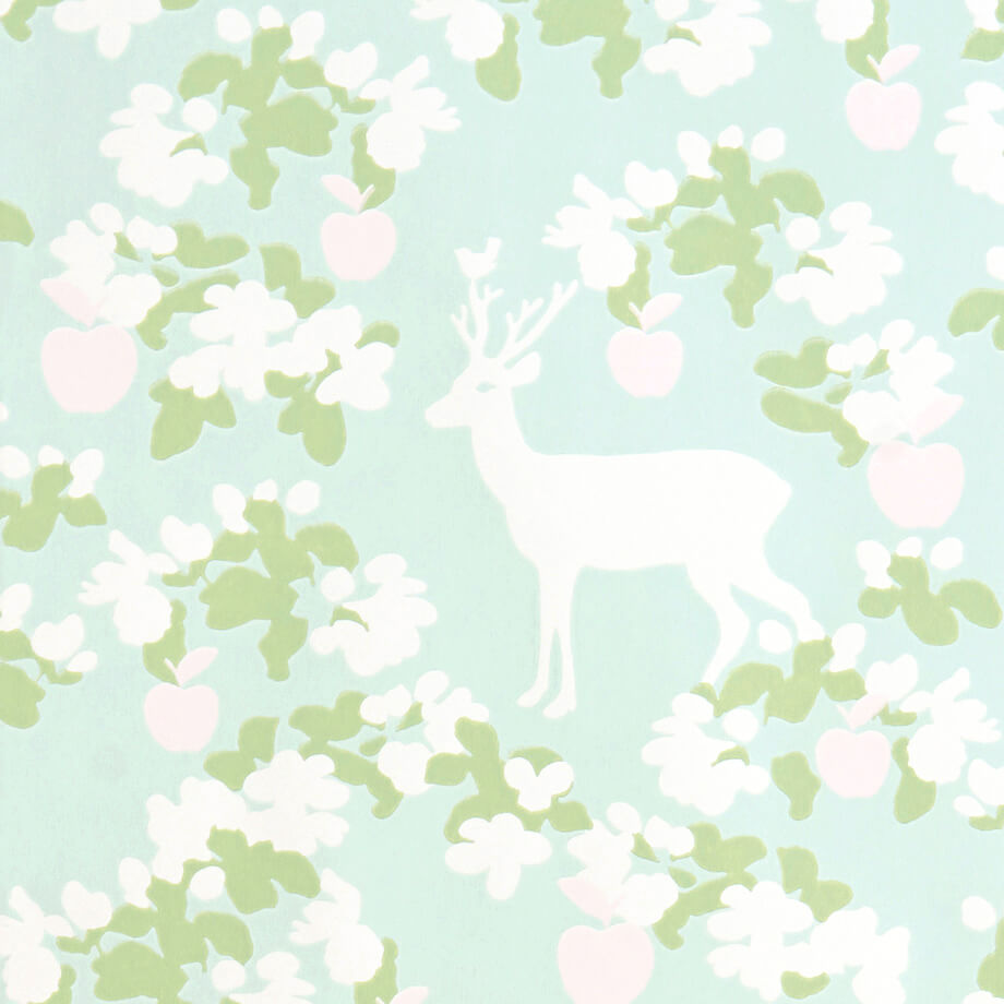 Apple Garden Turquoise Wallpaper