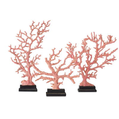 Two's Company White Coral Sculptures on Glass Stand, Set of 3 with