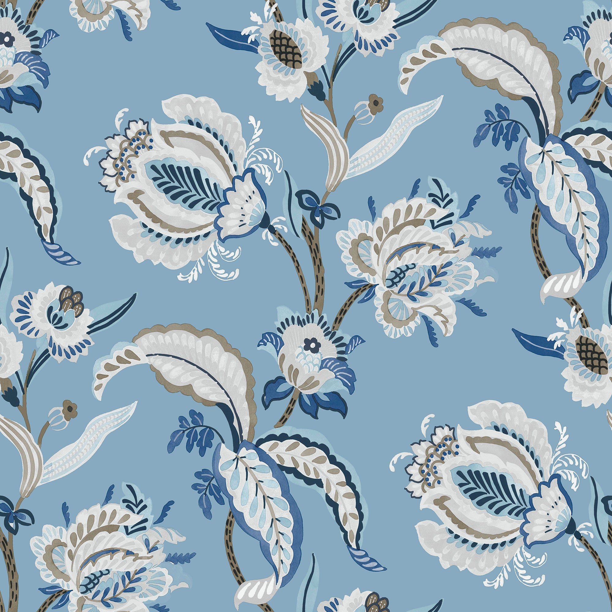 Abstract Floral Blue Wallpaper from the Into the Wild Collection