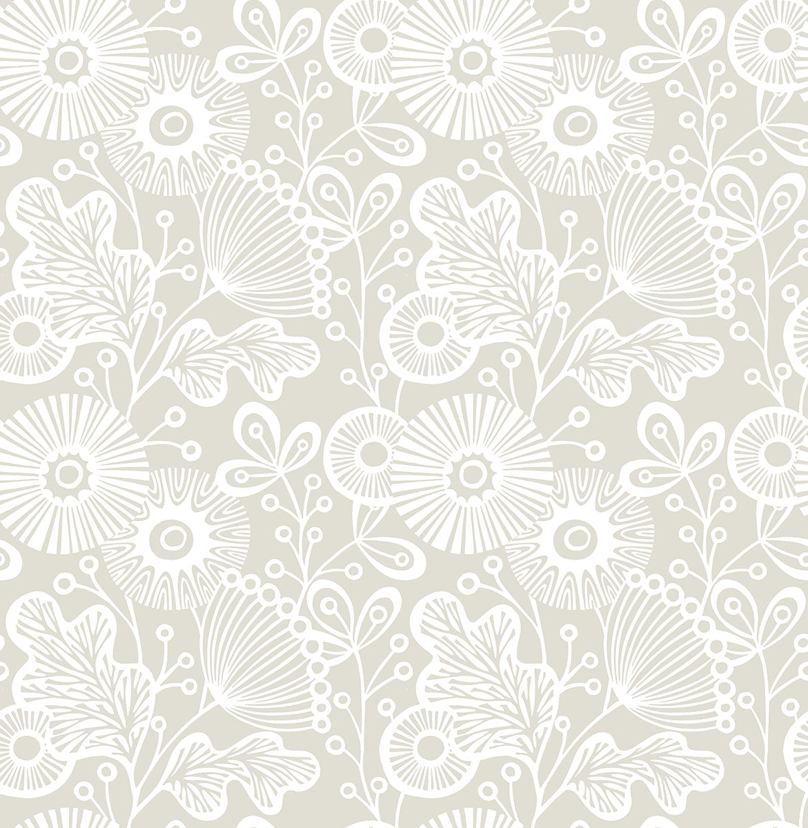 Ana Taupe Floral Wallpaper