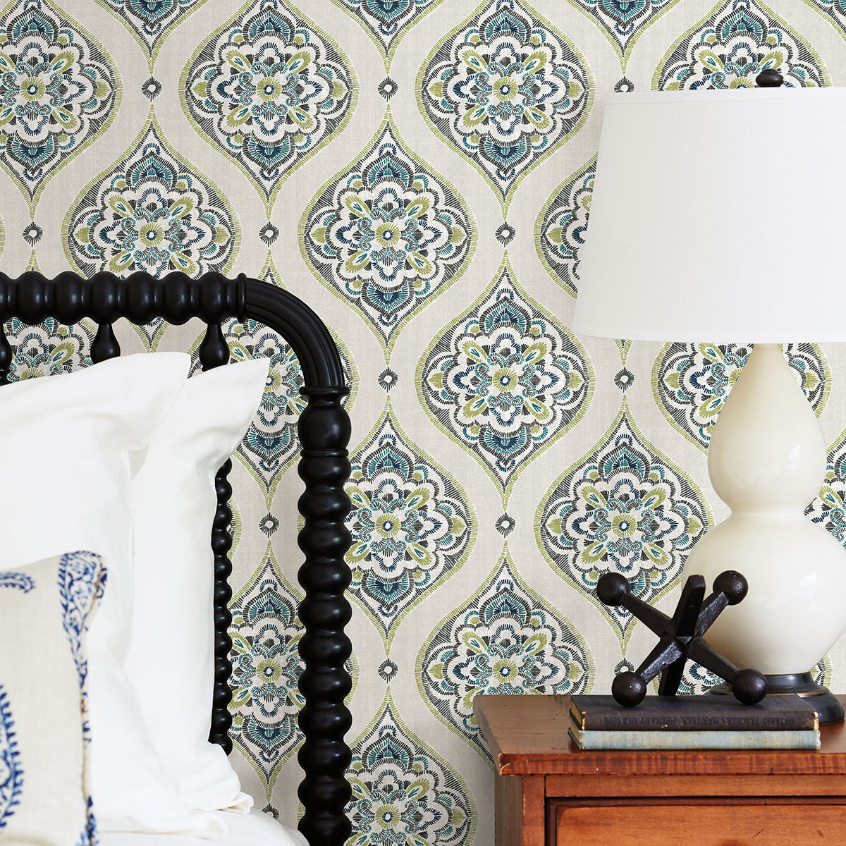 Adele Green Damask Wallpaper