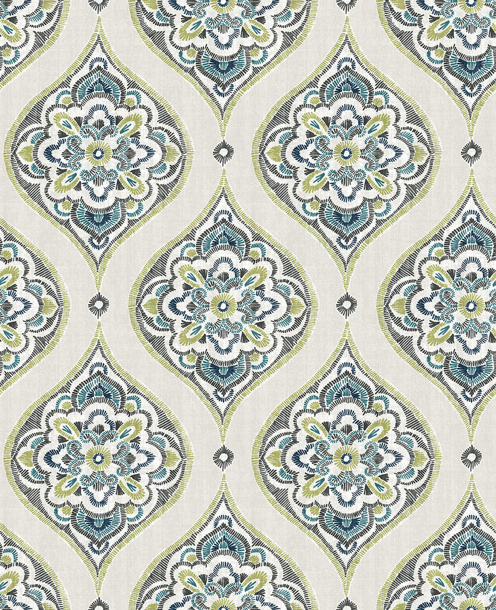 Adele Green Damask Wallpaper