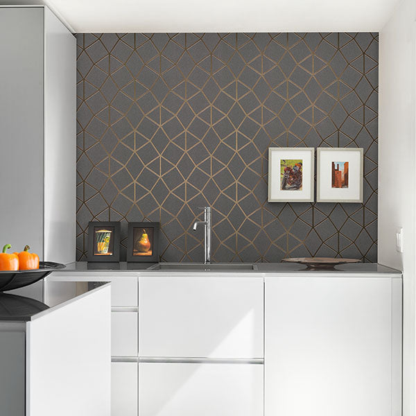 Albion Taupe Geometric Wallpaper