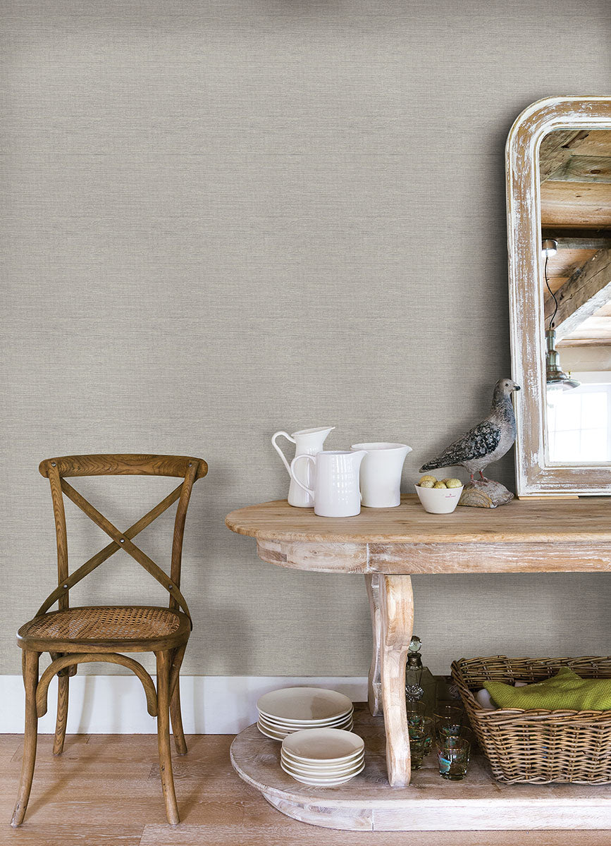 Agave Grey Faux Grasscloth Wallpaper from the Thoreau Collection