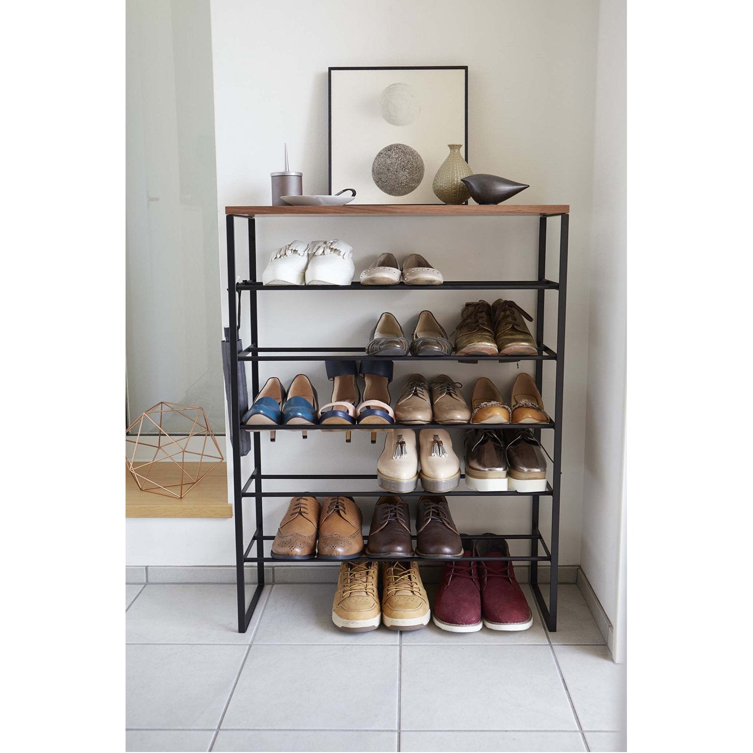 Tower 6 Tier Wood Top Shoe Rack In Various Colors Burke Decor