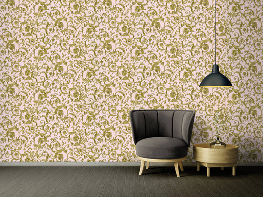 Beautiful damask pattern gold beige traditional finished embossed designs  clear pattern wallpaper