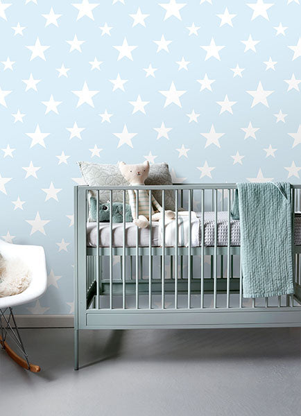 Amira Sky Blue Stars Wallpaper from the Fable Collection