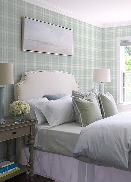 Antoine Light Blue Flannel Wallpaper from the Delphine Collection