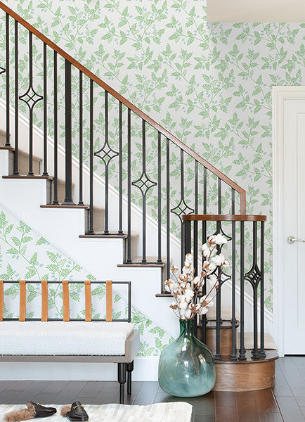 Ardell Light Green Botanical Wallpaper from Georgia Collection