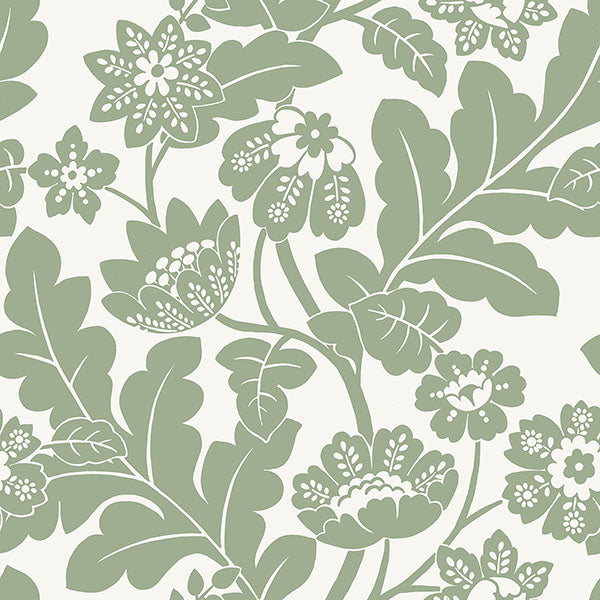 Augusta Seafoam Flock Damask Wallpaper from Georgia Collection