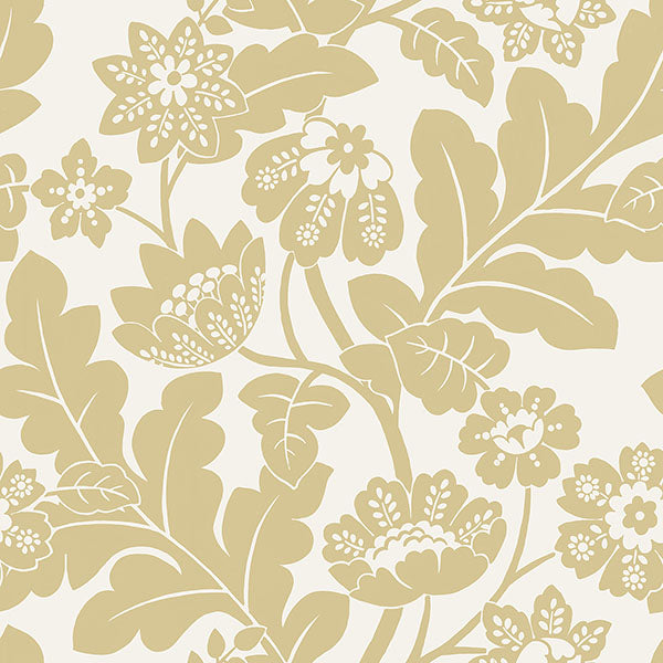 Augusta Butter Flock Damask Wallpaper from Georgia Collection