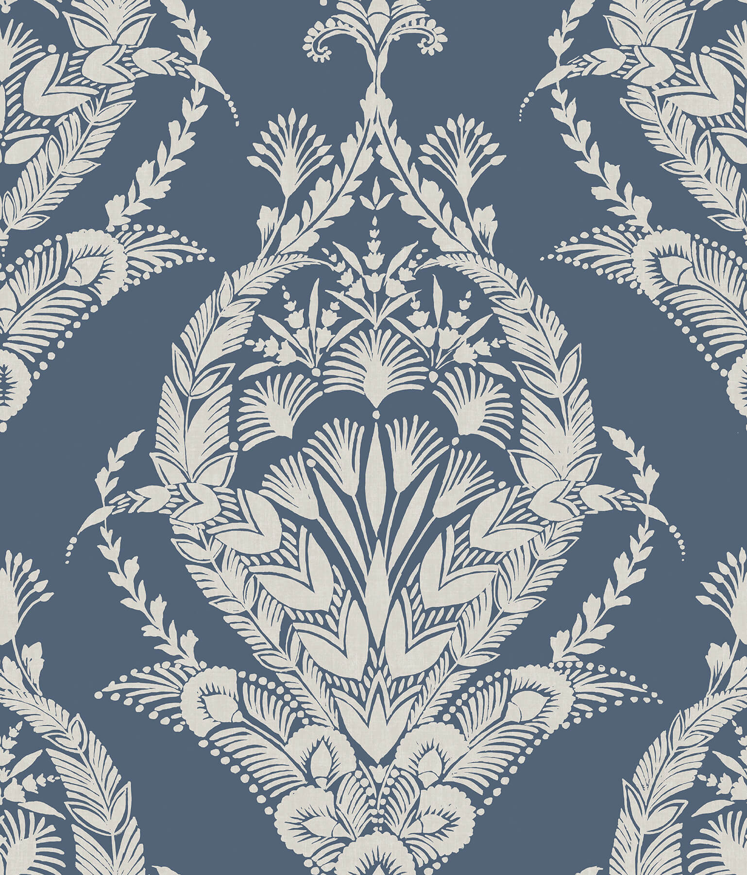 Arlie Indigo Botanical Damask Wallpaper