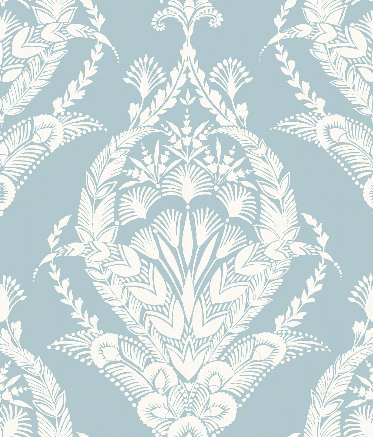 Arlie Light Blue Botanical Damask Wallpaper