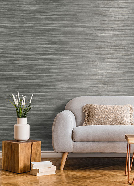 Alton Grey Faux Grasscloth Wallpaper from Fusion Advantage Collection