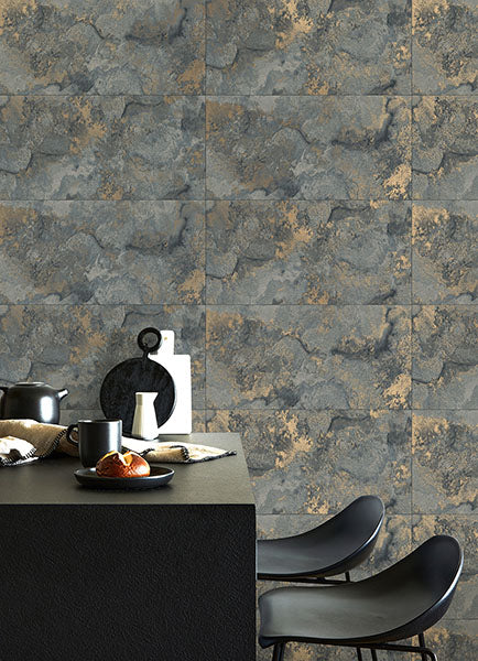 Aria Slate Marbled Tile Wallpaper from Fusion Advantage Collection