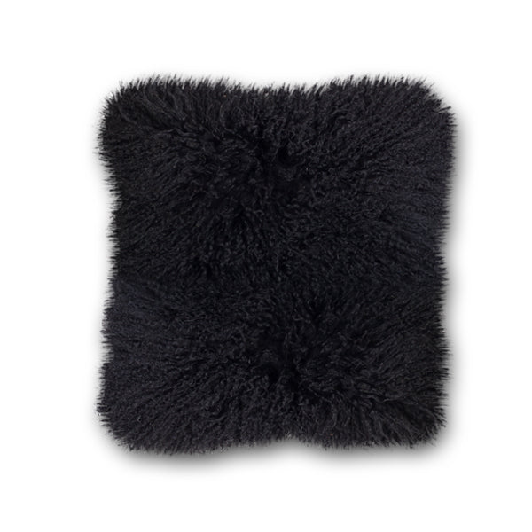 Black Mongolian Sheepskin Pillow – BURKE DECOR