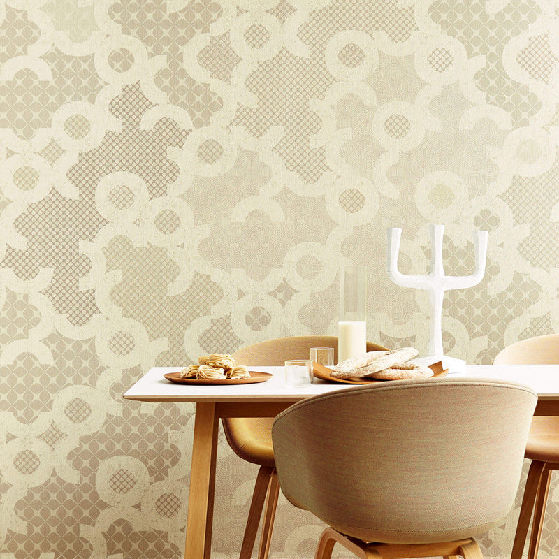 Abstract Geo Wall Mural in Beige/Taupe