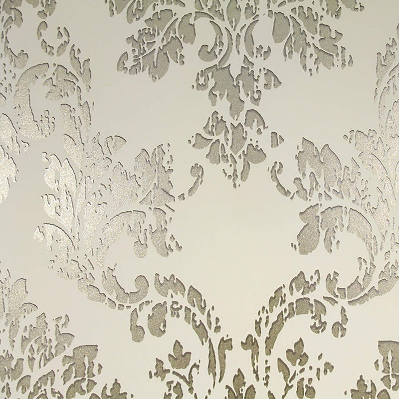 Abstract Damask Exotic Wallpaper in Gold/Cream