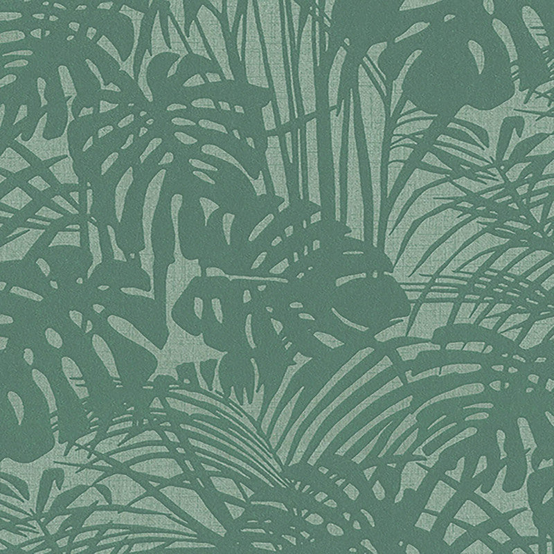 Abstract Palm Leaf Textured Wallpaper in Teal/Green