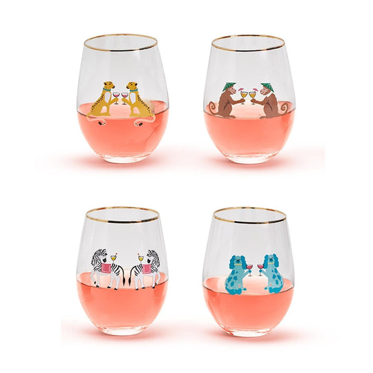 Colored Stemless Crystal Wine Glass Set of 6, Gift For Her, Him, Wife,  Friend - Large 16 oz Glasses, Unique Italian Style Tall Drinkware - Red 