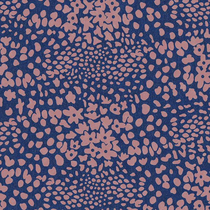 Abstract Floral Wallpaper in Pink/Navy