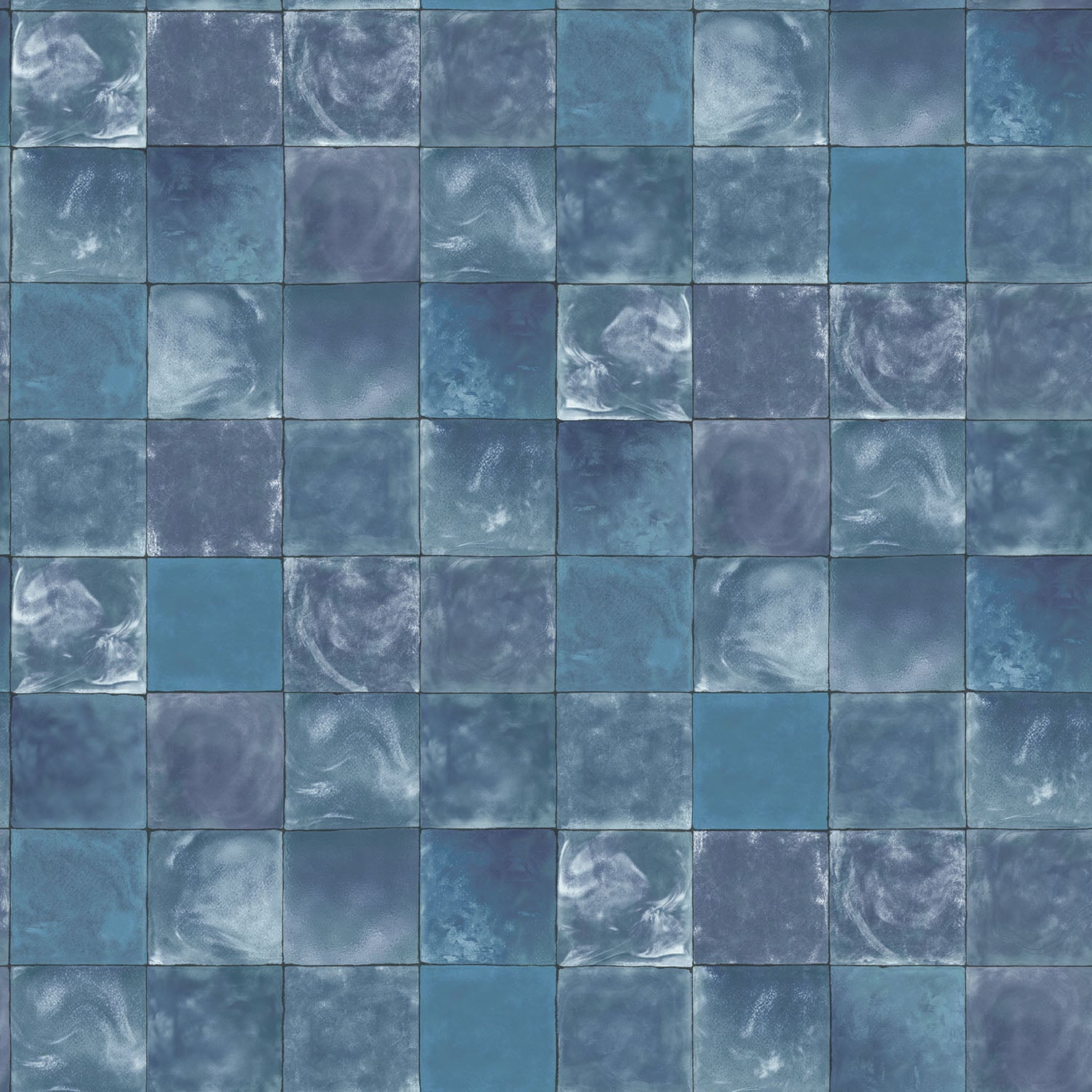 Aqua Tile Wallpaper in Navy from the Evergreen Collection