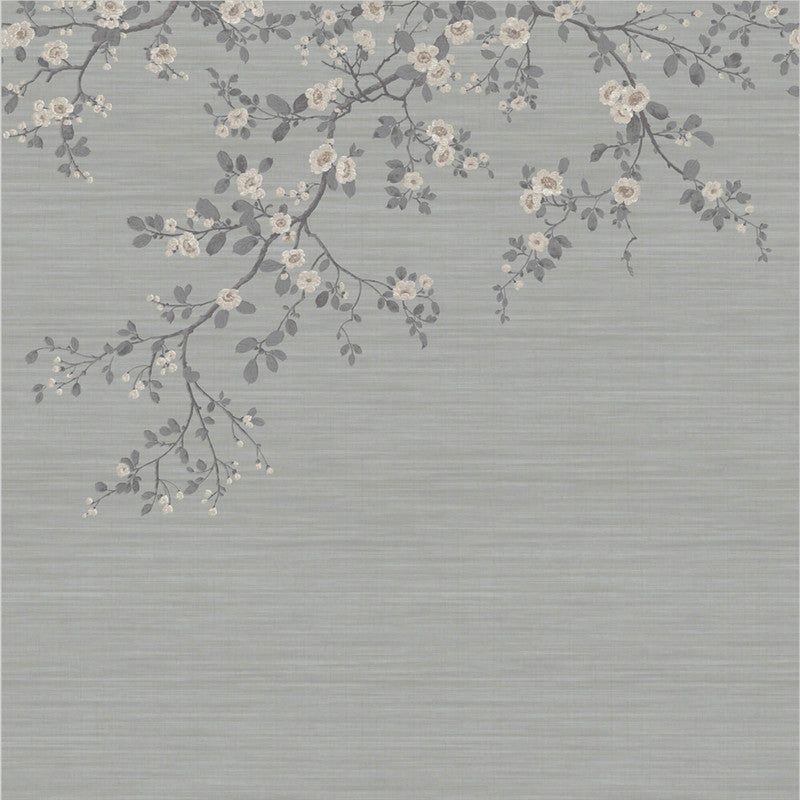 Apple Blossom Wall Mural in Blue/Grey