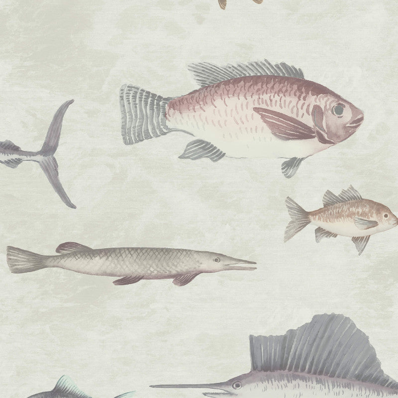 Aquatic Watercolor Wallpaper in Silver/Taupe