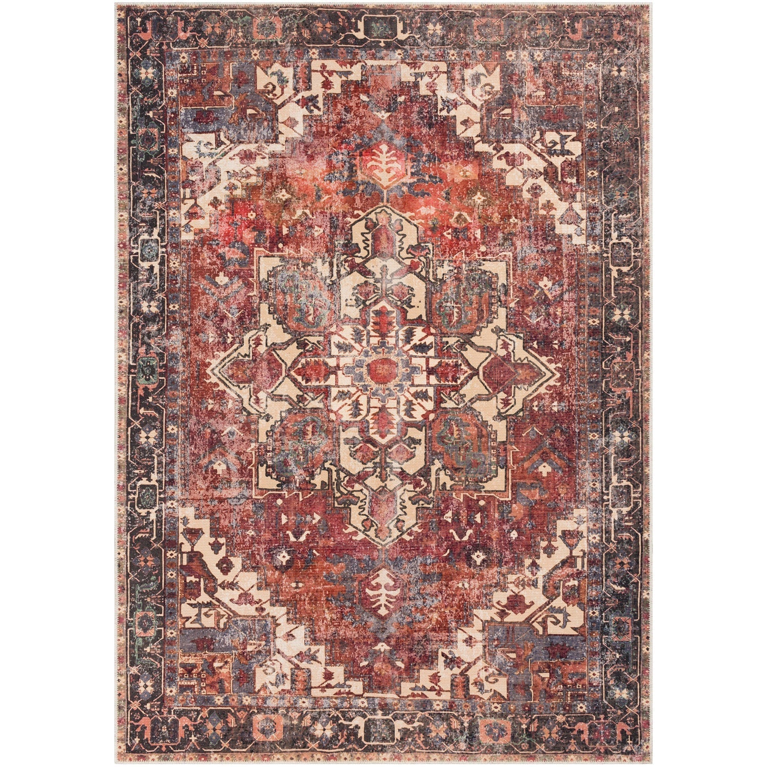 Amelie Rug in Rust & Dark Green