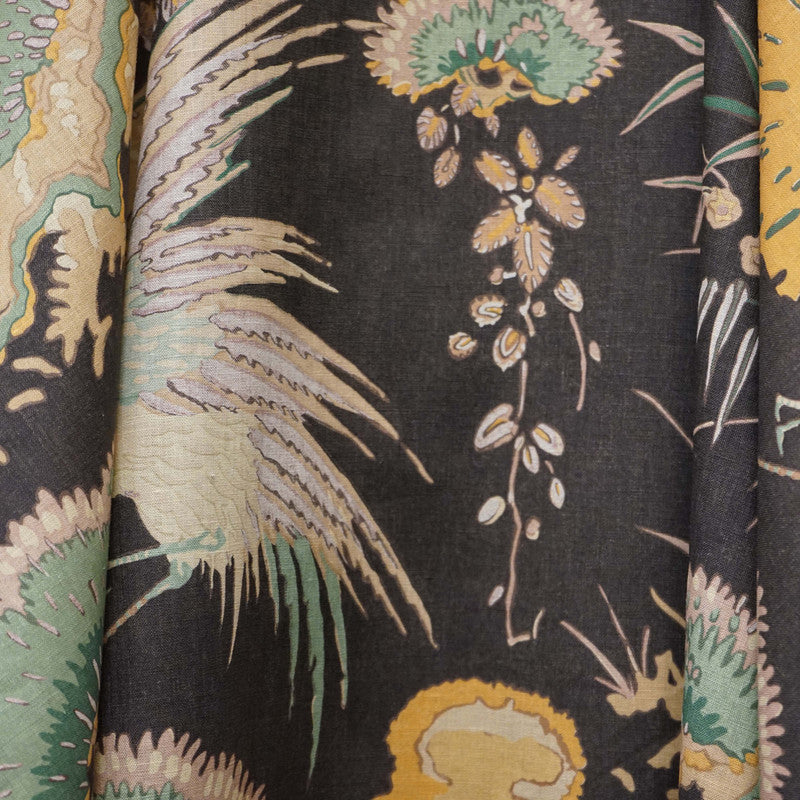 Atrium Fabric in Black/Brown/Mustard