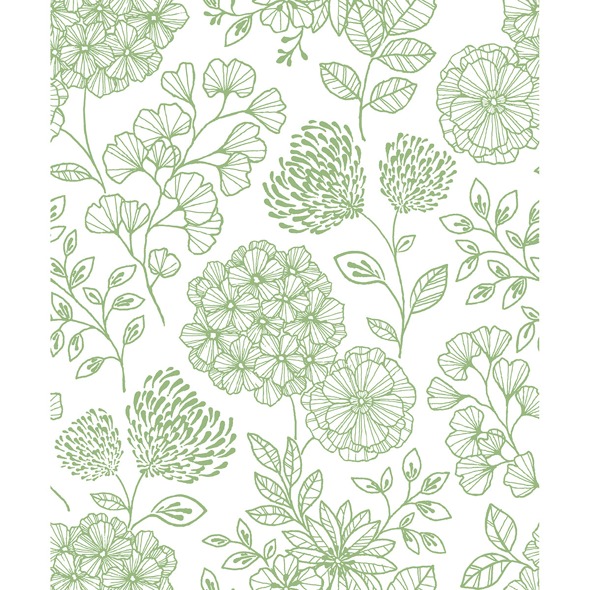 Ada Green Floral Wallpaper from the Scott Living II Collection