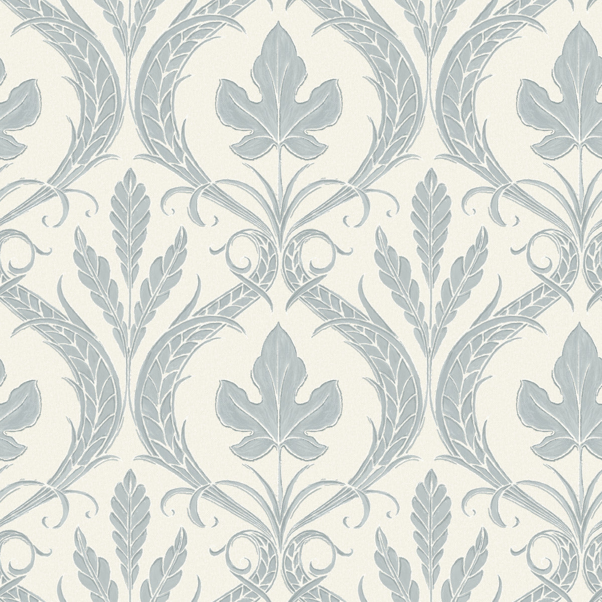 Adirondack Damask Wallpaper in Smoky Blue/Beige from Damask Resource Library