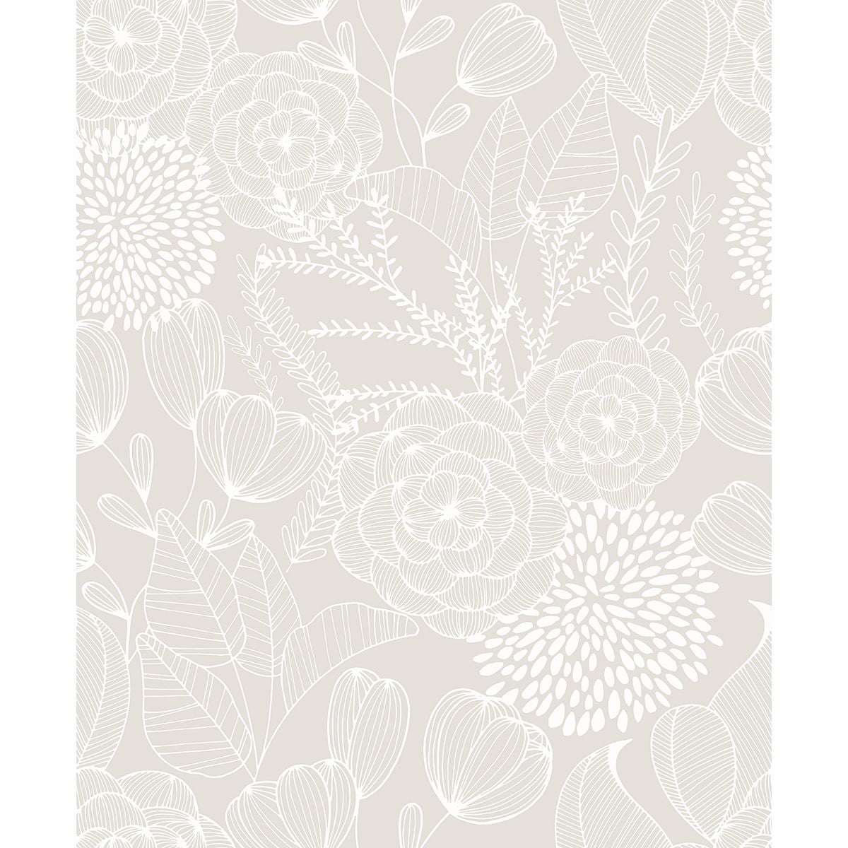 Alannah Botanical Wallpaper in Bone from the Bluebell Collection