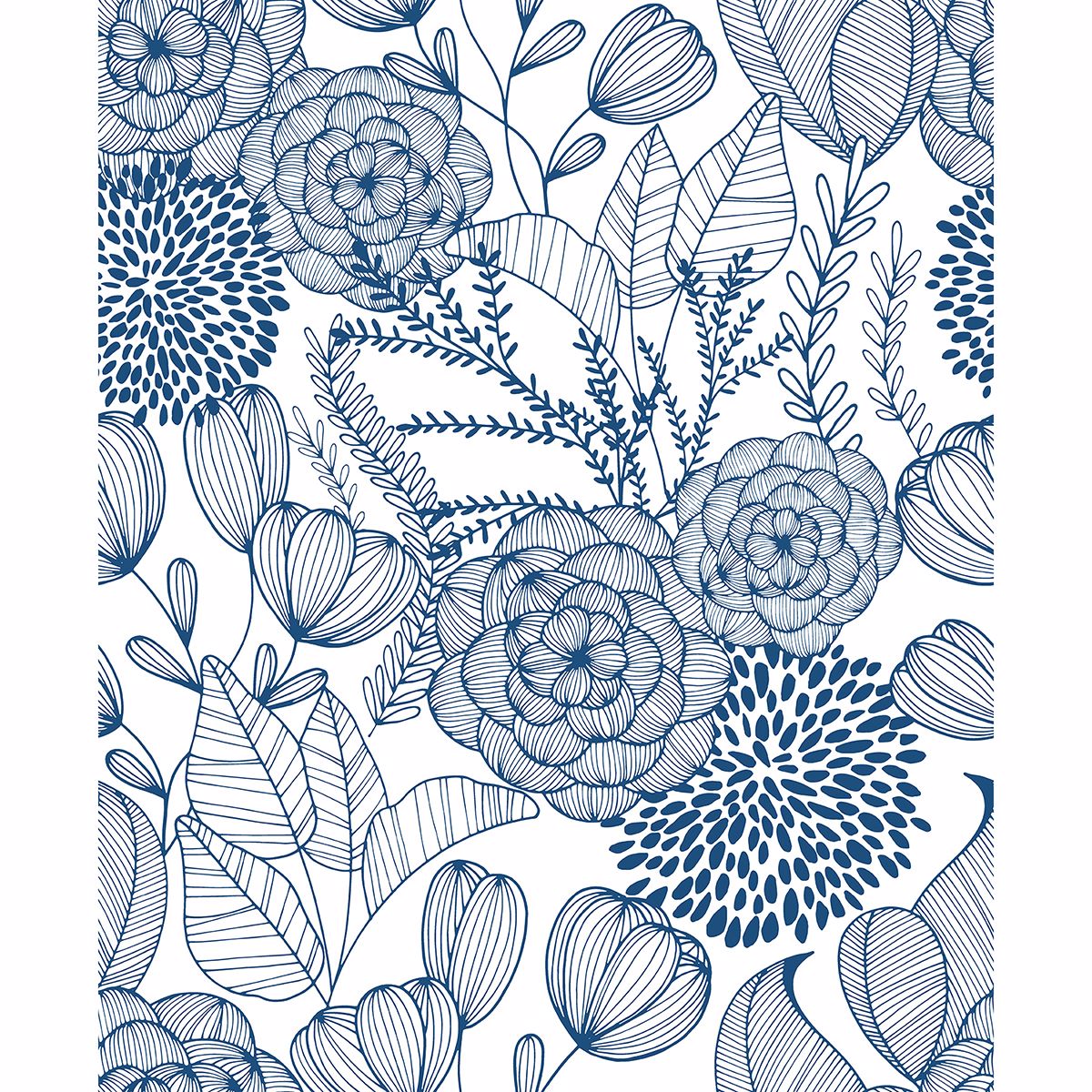 Alannah Botanical Wallpaper in Navy from the Bluebell Collection