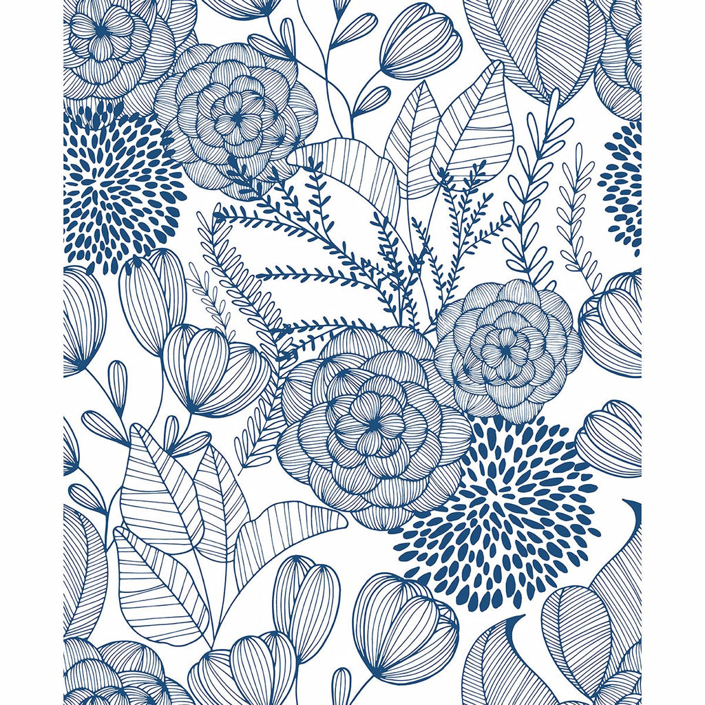 Alannah Botanical Wallpaper in Navy from the Bluebell Collection by Br
