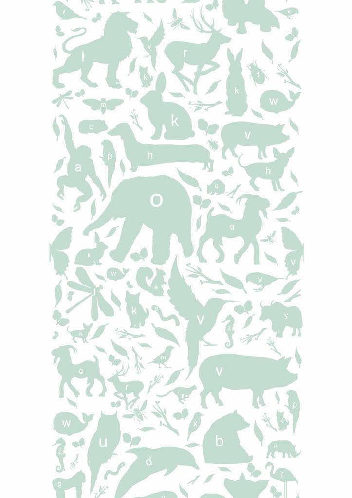 Animal Alphabet Kids Wallpaper in Green by KEK Amsterdam