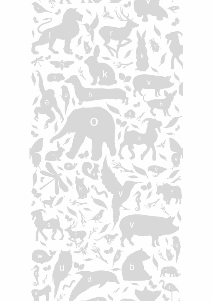 Animal Alphabet Kids Wallpaper in Grey by KEK Amsterdam