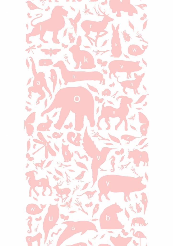 Animal Alphabet Kids Wallpaper in Pink by KEK Amsterdam